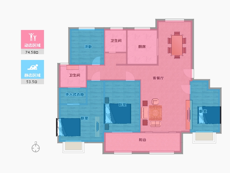 江苏省-苏州市-富都花园2幢,4幢,6幢147㎡-117.59-户型库-动静分区