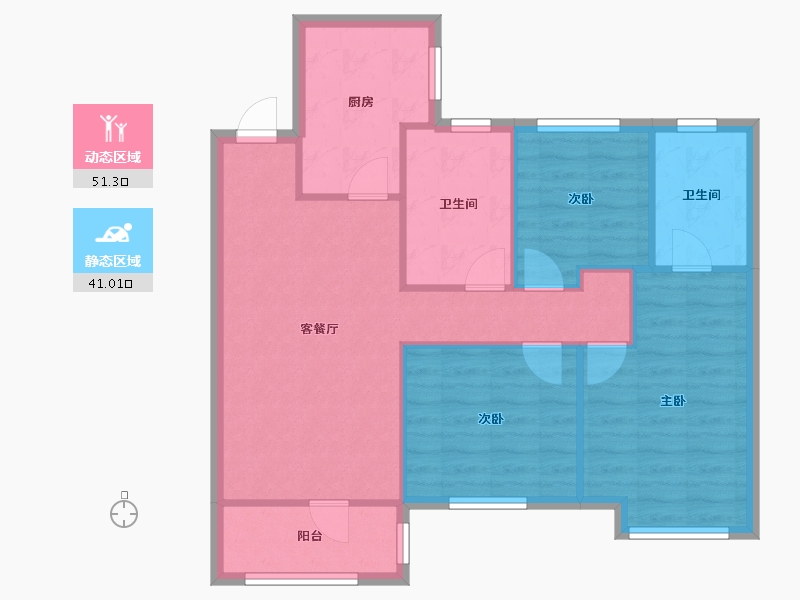 辽宁省-沈阳市-龙湖九里晴川蒲丰路46-185号(G3栋),蒲丰路46-186号(G4栋),蒲丰路46-18-83.68-户型库-动静分区