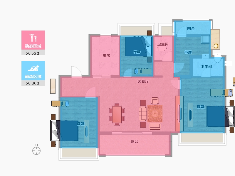 江苏省-苏州市-云栖隐山9,15栋120㎡-95.99-户型库-动静分区