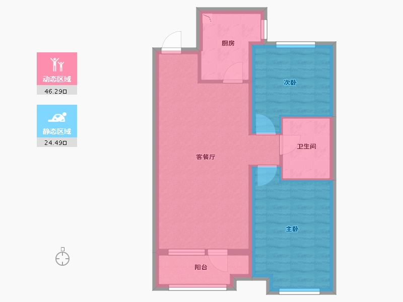 辽宁省-沈阳市-龙湖九里晴川91㎡户型建面91m²-62.79-户型库-动静分区