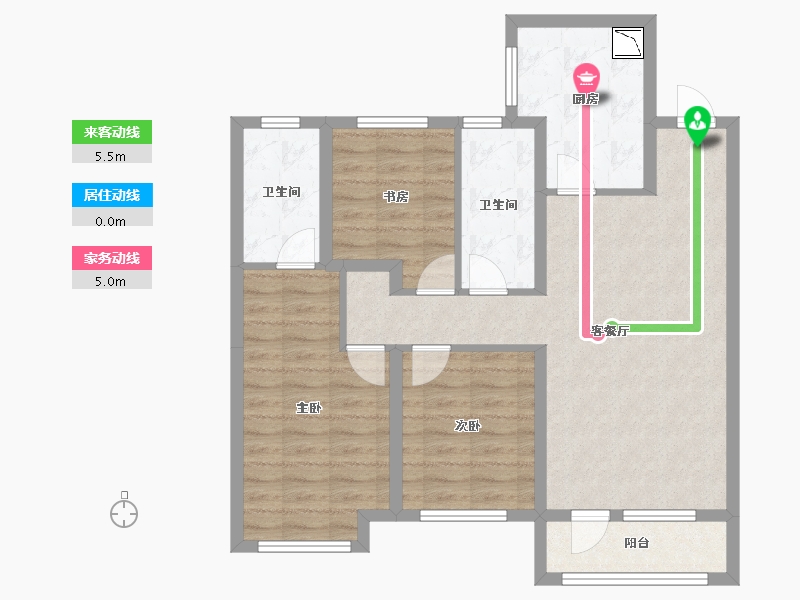 辽宁省-沈阳市-龙湖九里晴川126㎡户型建面126m²-83.58-户型库-动静线