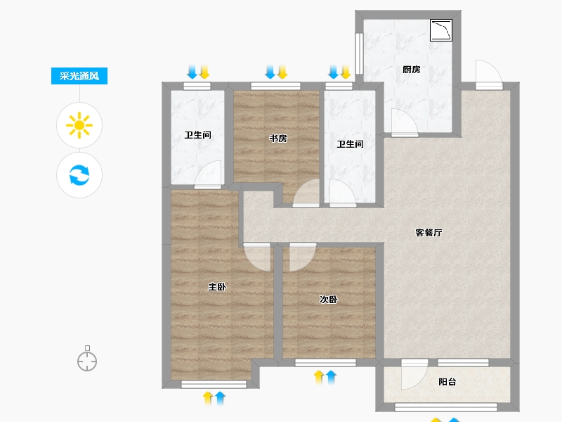 辽宁省-沈阳市-龙湖九里晴川126㎡户型建面126m²-83.58-户型库-采光通风