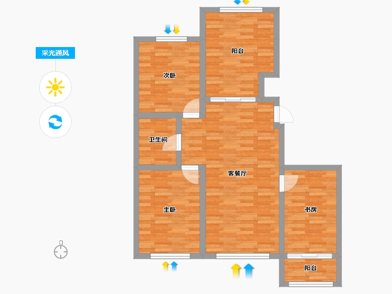 辽宁省-鞍山市-佳泰美景-79.56-户型库-采光通风