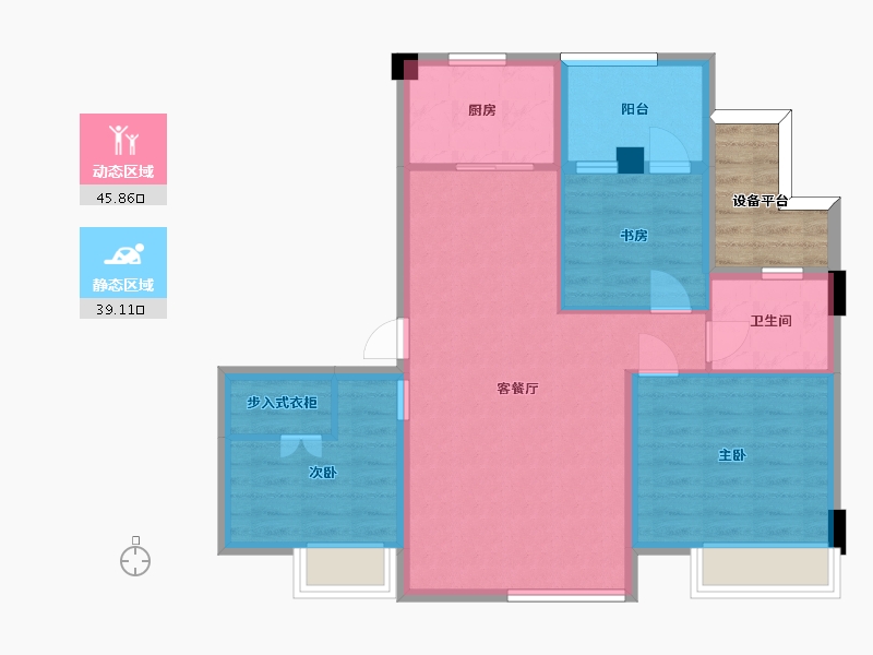 江苏省-苏州市-熙岸原著洋房原著7,8,9,10栋A7-95㎡-80.50-户型库-动静分区