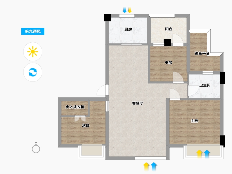 江苏省-苏州市-熙岸原著洋房原著7,8,9,10栋A7-95㎡-80.50-户型库-采光通风