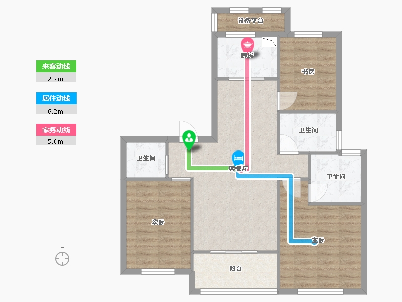 江苏省-苏州市-首开金茂熙悦17,20,21栋C2户型99m²-81.00-户型库-动静线