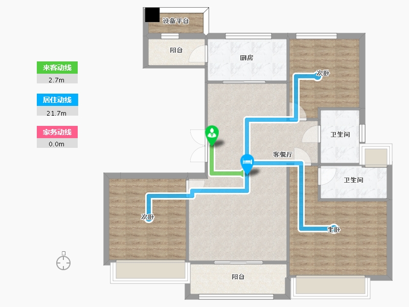 江苏省-苏州市-观枫四季花园听山1栋128m²-105.83-户型库-动静线