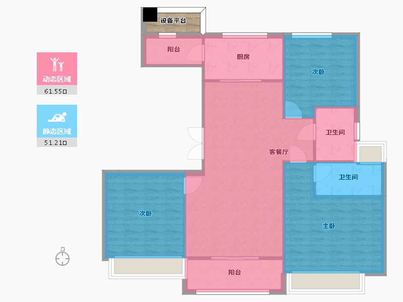 江苏省-苏州市-观枫四季花园听山1栋128m²-105.83-户型库-动静分区