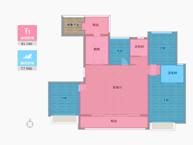 江苏省-苏州市-观枫四季花园观澜157m²-130.53-户型库-动静分区