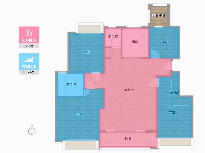 江苏省-苏州市-大华春和景明高层125㎡-105.17-户型库-动静分区