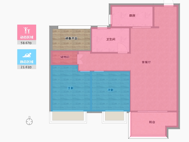 江苏省-苏州市-金科源江筑7,10,11,13栋E户型91m²-78.50-户型库-动静分区