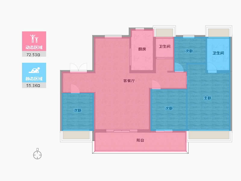 江苏省-苏州市-星奕名筑3,5,9栋B户型145m²-116.00-户型库-动静分区