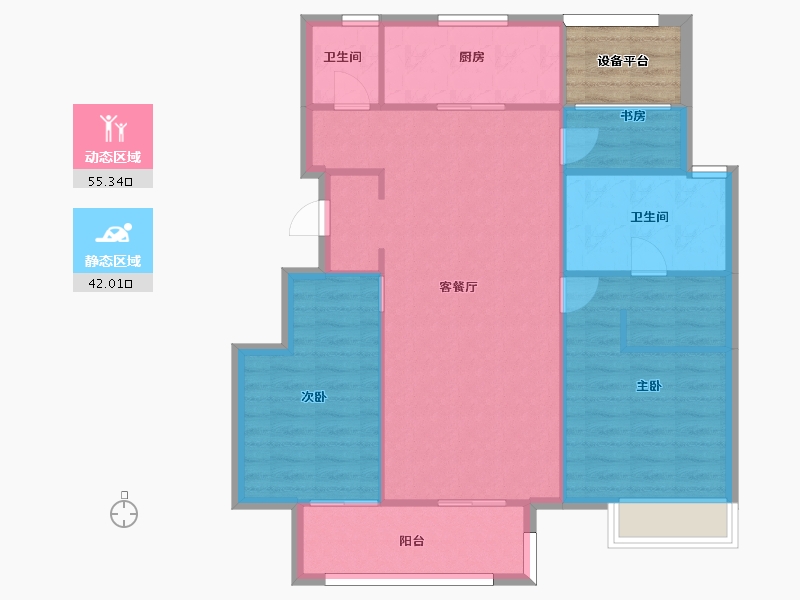 江苏省-苏州市-香悦四季10,4栋B户型111m²-93.05-户型库-动静分区