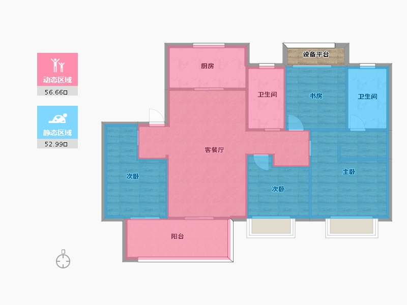 江苏省-苏州市-香悦四季17,5栋C户型125m²-102.32-户型库-动静分区