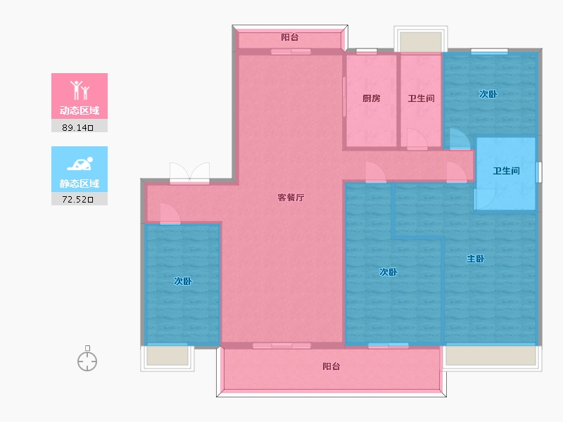 江苏省-苏州市-星奕名筑6,7栋C户型185m²-148.71-户型库-动静分区