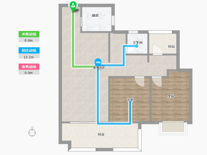 江苏省-苏州市-新城悦隽华庭15,8栋B户型100m²-80.00-户型库-动静线