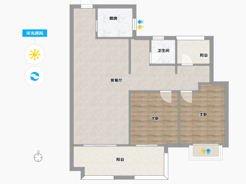 江苏省-苏州市-新城悦隽华庭15,8栋B户型100m²-80.00-户型库-采光通风