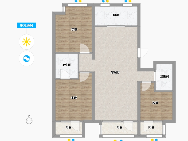 辽宁省-沈阳市-首开如院正良一路28-22号（B4号楼）,正良一路28-24号（B5号楼）,正良一路28-1-82.56-户型库-采光通风