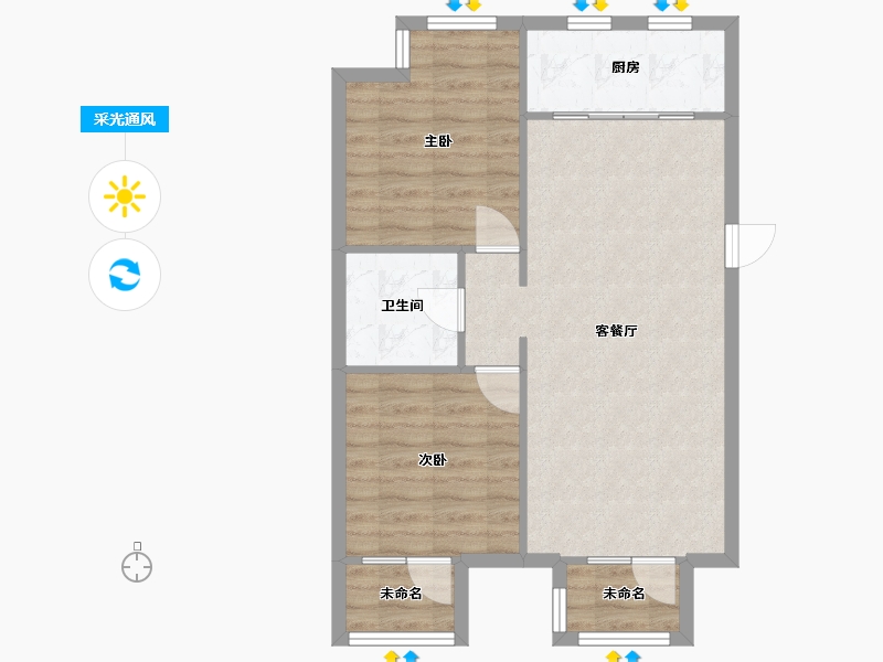 辽宁省-沈阳市-首开如院正良一路28-11号（A6栋）,正良一路28-12号（A5栋）Y-E户型建面88m²-66.80-户型库-采光通风