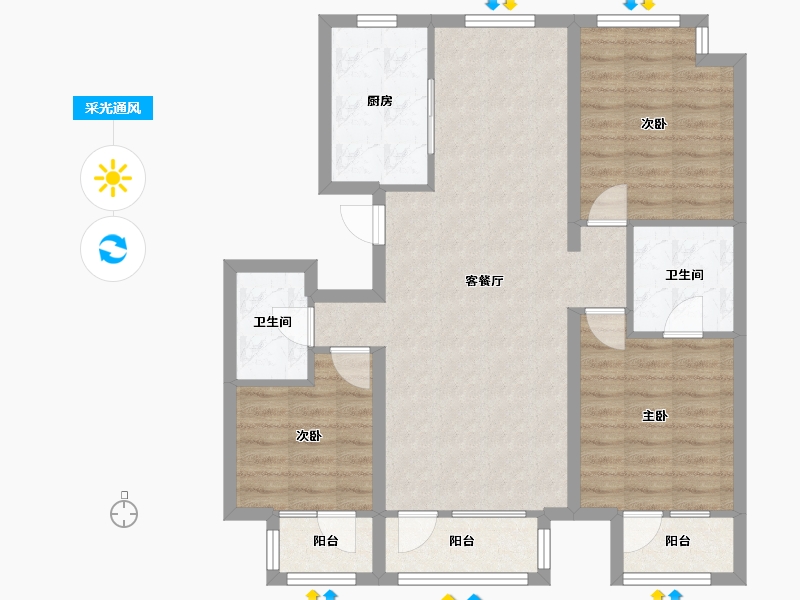 辽宁省-沈阳市-首开如院正良一路28-22号（B4号楼）,正良一路28-24号（B5号楼）,正良一路28-1-88.23-户型库-采光通风