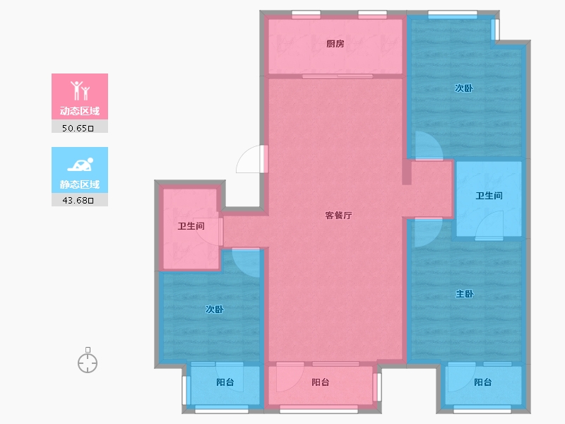 辽宁省-沈阳市-首开如院正良一路28-2号（A2号楼）,正良一路28-18号（A7号楼）,正良一路28-6号-84.12-户型库-动静分区