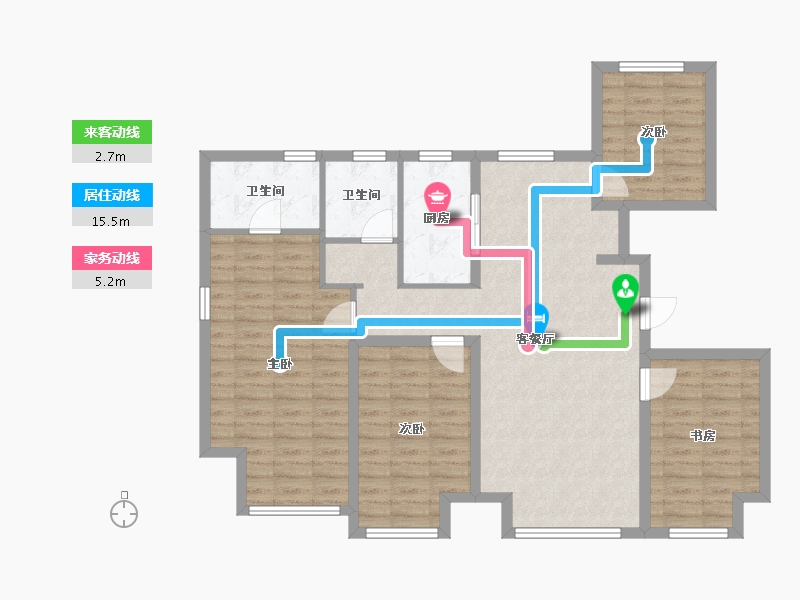 辽宁省-沈阳市-首开如院正良一路28-15号（A8栋）Y-G户型建面134m²-102.82-户型库-动静线