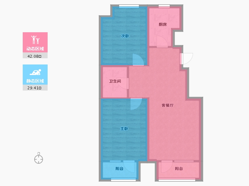 辽宁省-沈阳市-首开如院正良一路28-17号（B6号楼）,正良一路28号（B1栋）,正良一路28-23号（B-63.43-户型库-动静分区