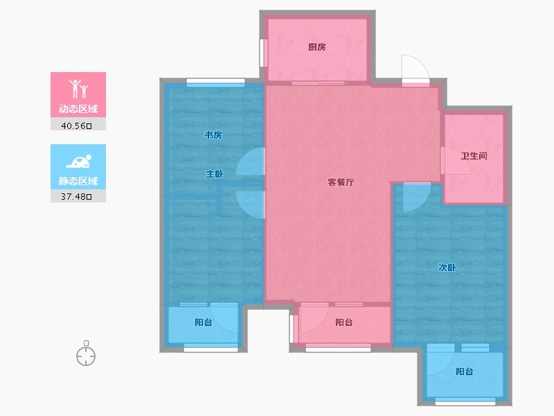 辽宁省-沈阳市-首开如院正良一路28-17号（B6号楼）,正良一路28号（B1栋）,正良一路28-23号（B-70.34-户型库-动静分区