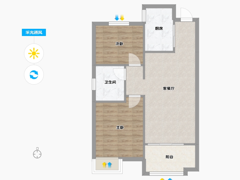 辽宁省-沈阳市-恒大绿茵小镇蒲河路288-20号（15栋）E户型建面89m²-60.19-户型库-采光通风