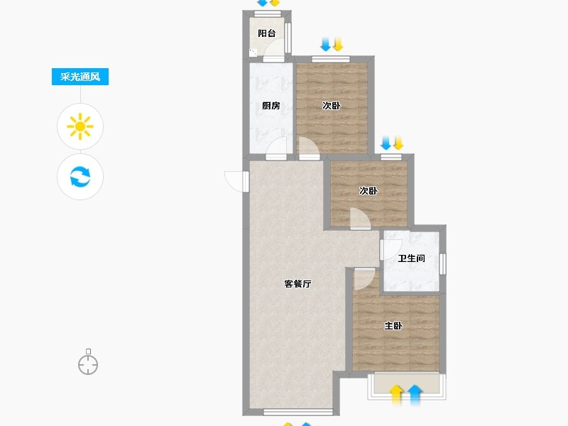 辽宁省-沈阳市-恒大绿茵小镇蒲河路288-21号（14栋）F户型建面113m²-72.54-户型库-采光通风