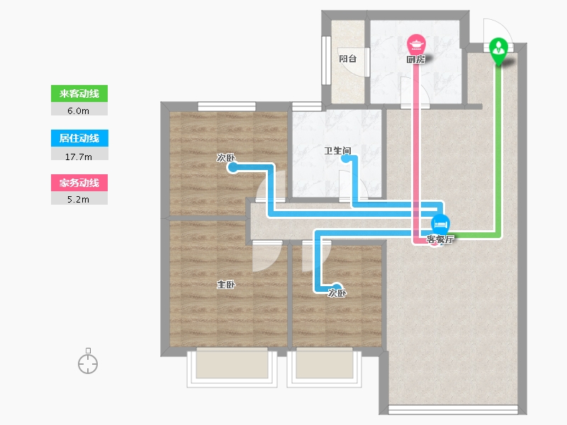 辽宁省-沈阳市-恒大绿茵小镇蒲河路288-21号（14栋）G户型建面107m²-71.61-户型库-动静线