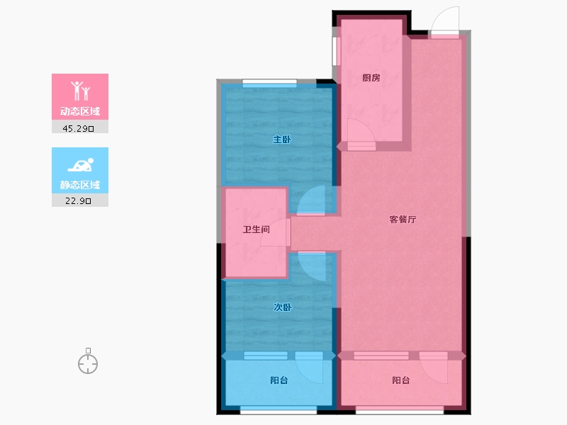 辽宁省-沈阳市-富力盛悦府沈北新区孝信街28号-2号（2号楼）,沈北新区孝信街28号-3号（3号楼）,沈北新-59.43-户型库-动静分区