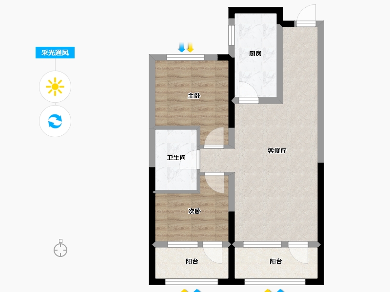 辽宁省-沈阳市-富力盛悦府沈北新区孝信街28号-2号（2号楼）,沈北新区孝信街28号-3号（3号楼）,沈北新-59.43-户型库-采光通风