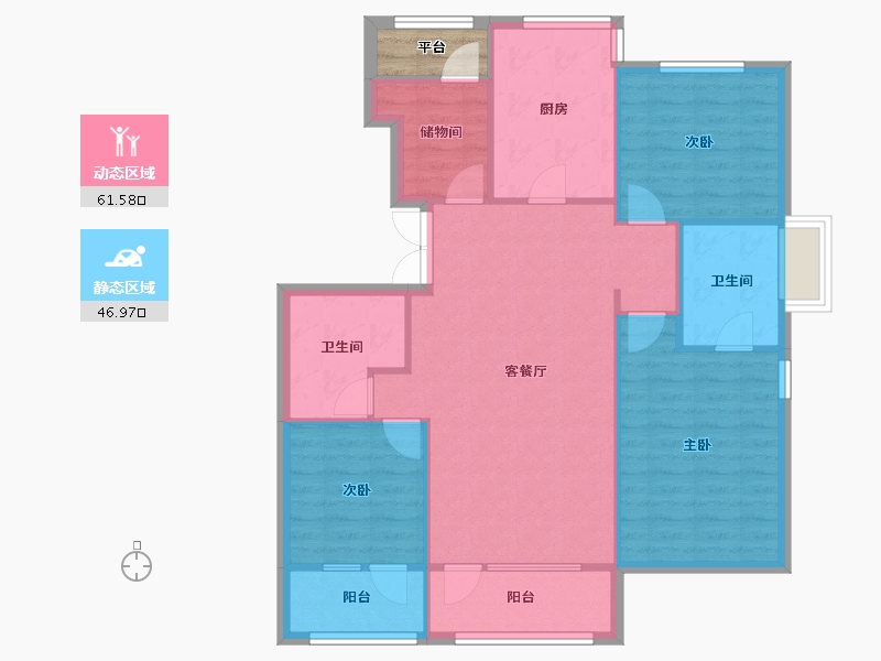 辽宁省-沈阳市-富力盛悦府孝信街28-21号（21号楼）,孝信街28-22号（22号楼）,孝信街28-23号-101.69-户型库-动静分区