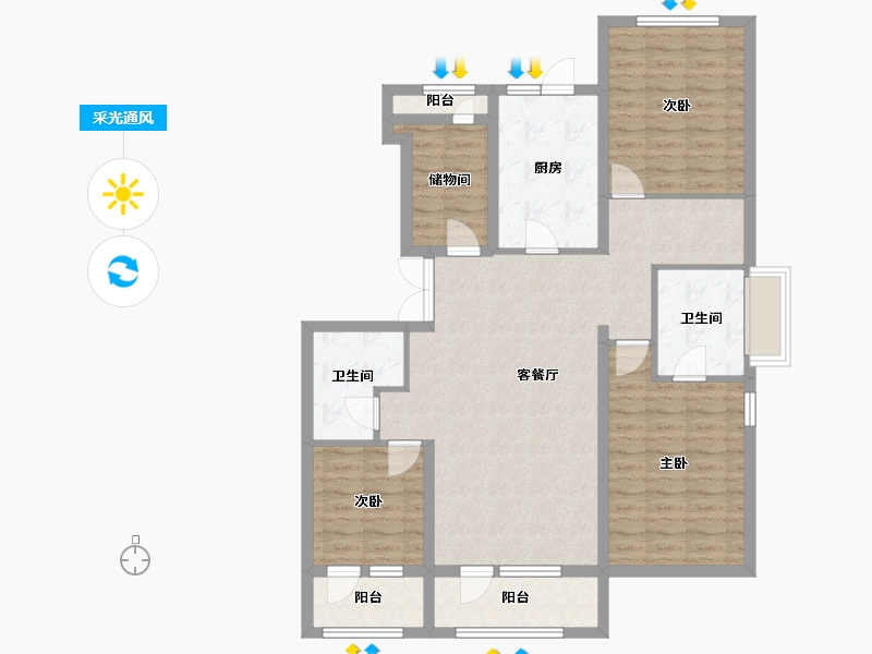 辽宁省-沈阳市-富力盛悦府孝信街28-21号（21号楼）,孝信街28-22号（22号楼）,孝信街28-23号-108.12-户型库-采光通风