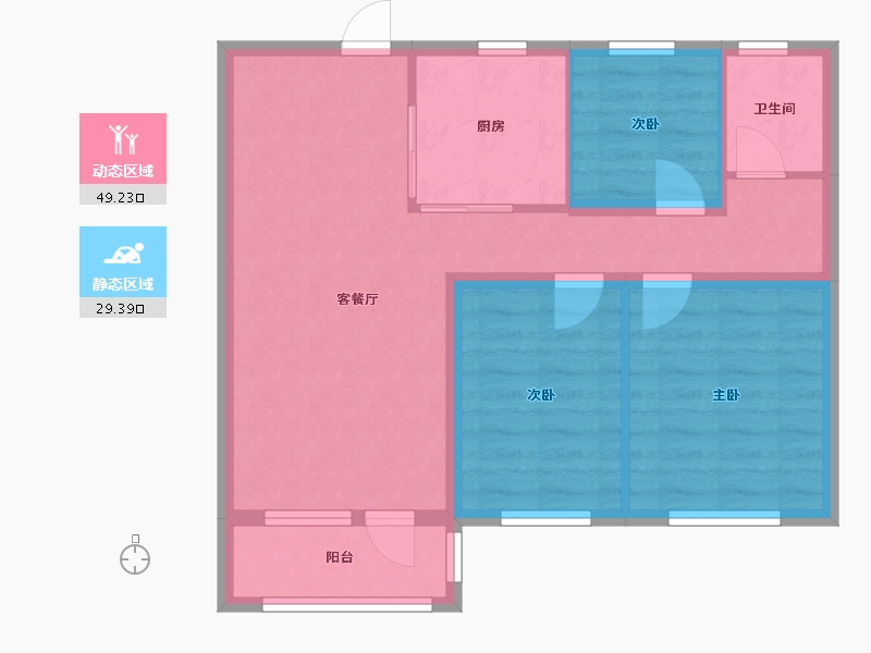 辽宁省-沈阳市-城建万科城吉祥街道办事处团结街24-1号(8号楼）B户型建面105m²-70.11-户型库-动静分区