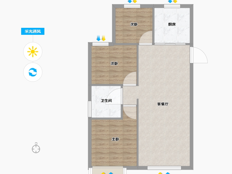 辽宁省-沈阳市-恒大国际温泉小镇常州路33-18号（11号楼）,常州路33-23号（14号楼）D户型建面91-72.81-户型库-采光通风