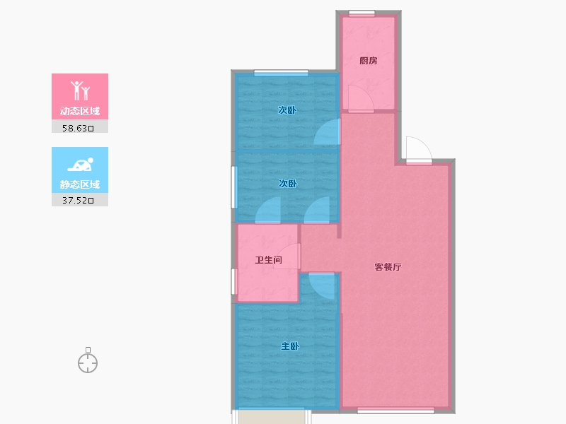 辽宁省-沈阳市-恒大国际温泉小镇常州路33-20号（13号楼）,常州路33-19号（12号楼）F户型建面11-88.00-户型库-动静分区