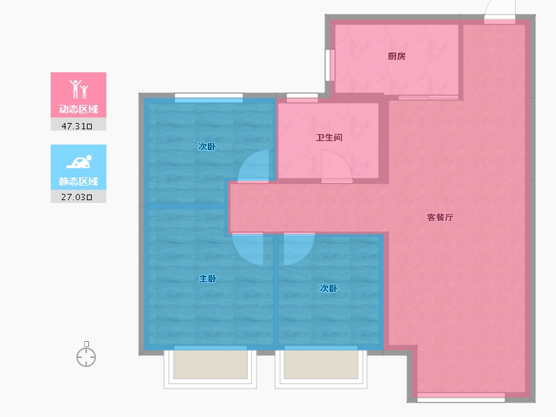 辽宁省-沈阳市-恒大时代新城蒲田路25-14号（25号楼）,蒲田路25-6号（31号楼）,蒲田路25-26号-66.81-户型库-动静分区