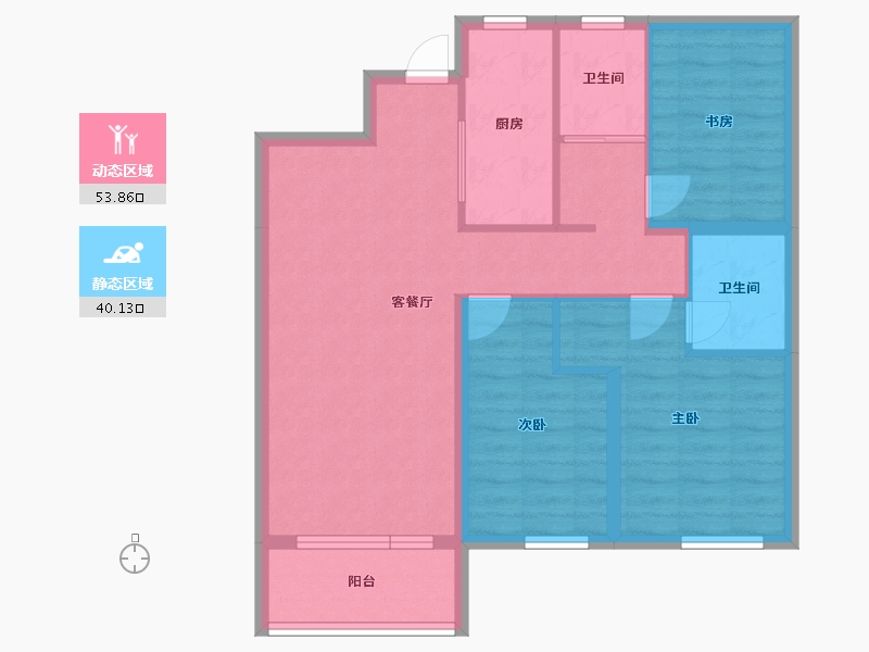 辽宁省-沈阳市-华润置地琨瑜府高层110平户型110m²-83.99-户型库-动静分区