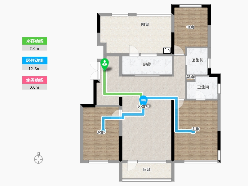 辽宁省-沈阳市-华润置地萬象府122㎡户型122m²-117.56-户型库-动静线