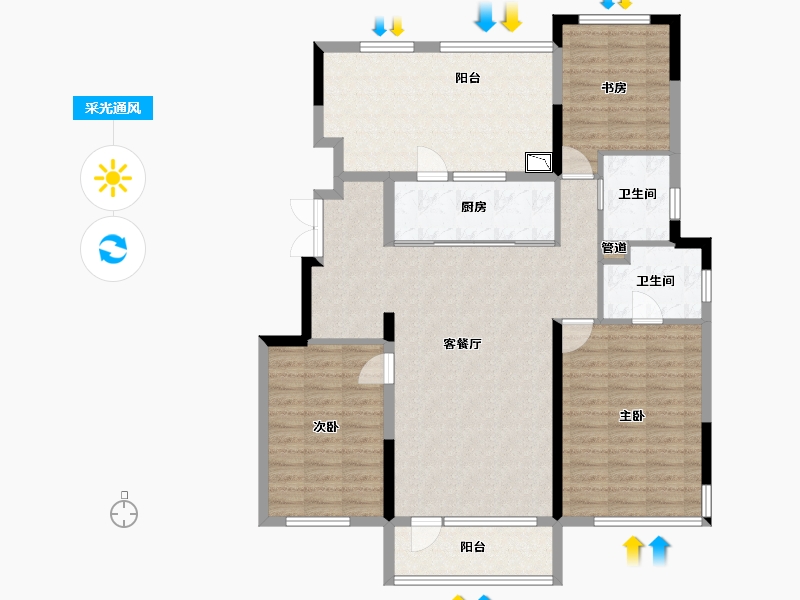 辽宁省-沈阳市-华润置地萬象府122㎡户型122m²-117.56-户型库-采光通风