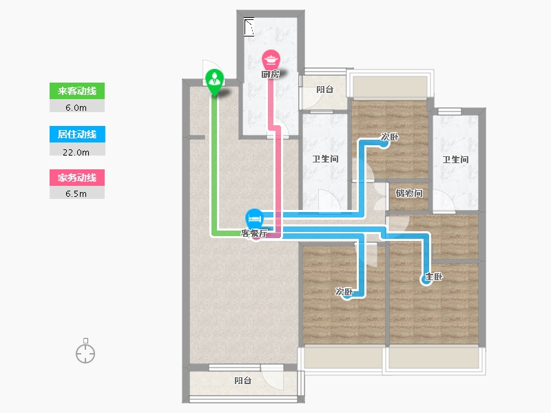 辽宁省-沈阳市-华润置地萬象府126㎡户型126m²-94.16-户型库-动静线