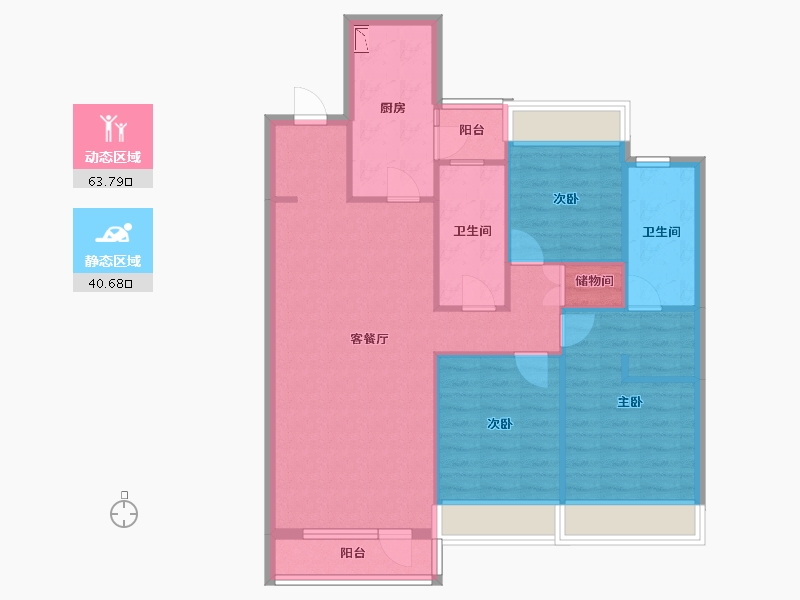 辽宁省-沈阳市-华润置地萬象府126㎡户型126m²-94.16-户型库-动静分区