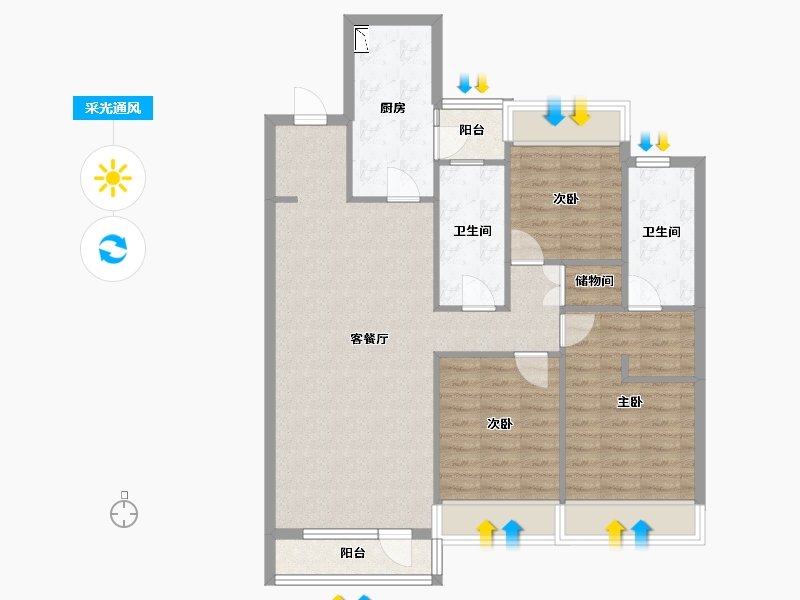 辽宁省-沈阳市-华润置地萬象府126㎡户型126m²-94.16-户型库-采光通风