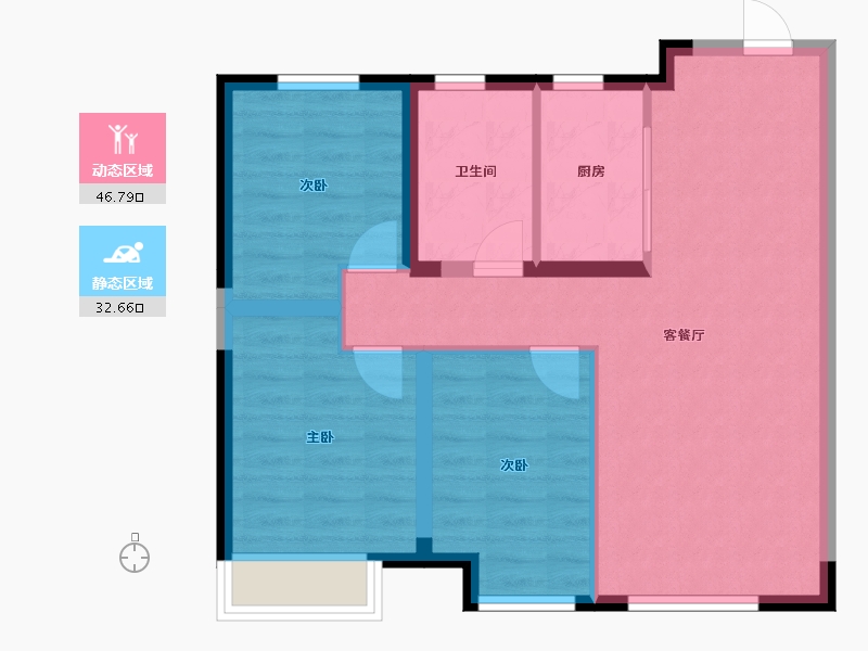 辽宁省-沈阳市-万达盛京ONEB户型建面95m²-71.30-户型库-动静分区