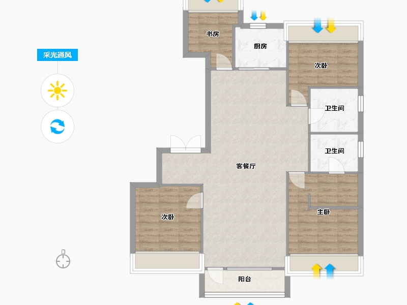 辽宁省-沈阳市-华润置地萬象府146㎡户型146m²-100.93-户型库-采光通风