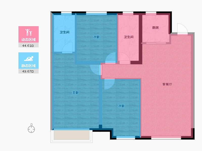 辽宁省-沈阳市-万达盛京ONEC户型建面115m²-85.27-户型库-动静分区