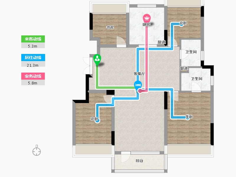 辽宁省-沈阳市-华润置地萬象府北二西路36乙8号（35栋）139m²-108.78-户型库-动静线