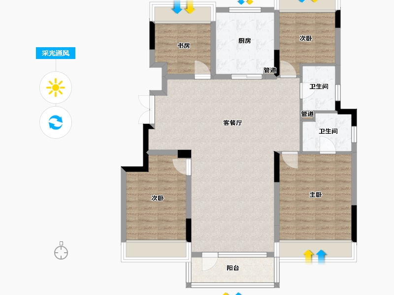 辽宁省-沈阳市-华润置地萬象府北二西路36乙8号（35栋）139m²-108.78-户型库-采光通风